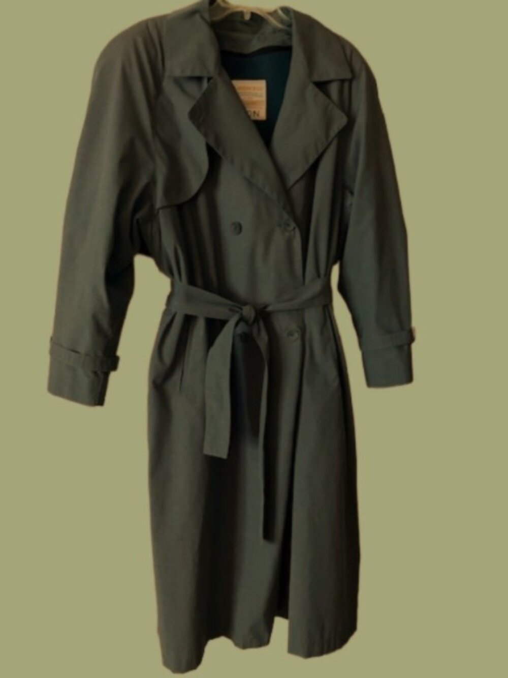 Vintage London Fog Women's Blue-Grey Belted Trench Coat & Zip-Out Liner 16M